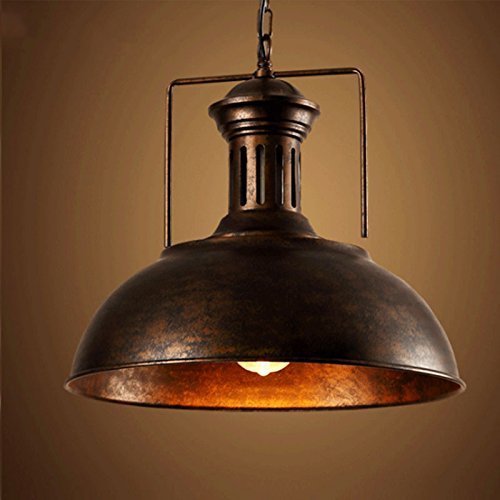 Vintage Industrial Nautical Barn Pendant Light, MKLOT 12.99" Wide Pendant Lamp with Rustic Dome/Bowl Shape Mounted Fixture Ceiling Light Chandelier in Copper 1-Light with Chain