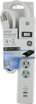 GE 14090 Surge Protector, 4 Outlet 2 USB Ports