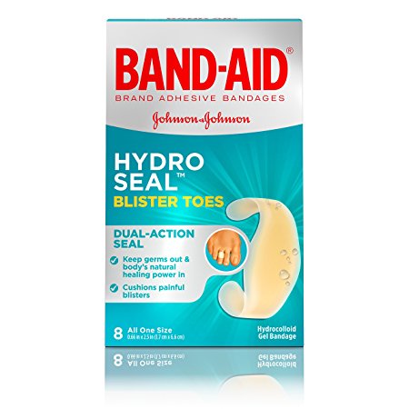 Band-Aid Brand Hydro Seal Waterproof Blister Pad Adhesive Bandages for Toe Blisters, 8 Count