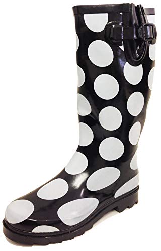 G4U Women's Rain Boots Multiple Styles Color Mid Calf Wellies Buckle Fashion Rubber Knee High Snow Shoes