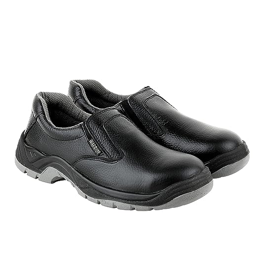 Liberty Warrior 3003-123 Slip On Safety Shoes for Men, Steel Toe, Double Density, Black, White & Brown, Sizes-5UK-11UK