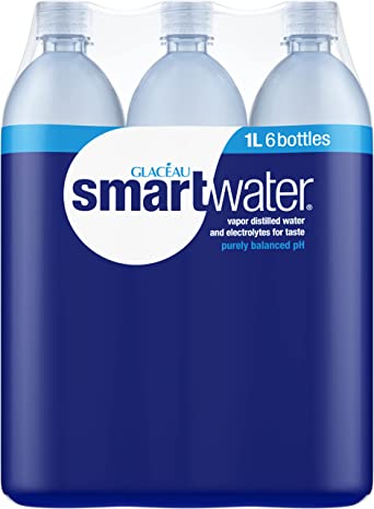Smartwater Vapor Distilled Premium Water Bottles, 1 Liter, 6 Pack