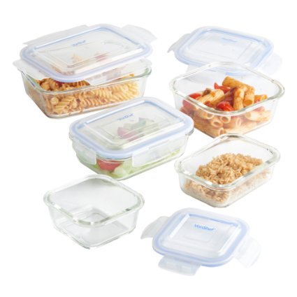 VonShef 5-Piece Glass Food Storage Set
