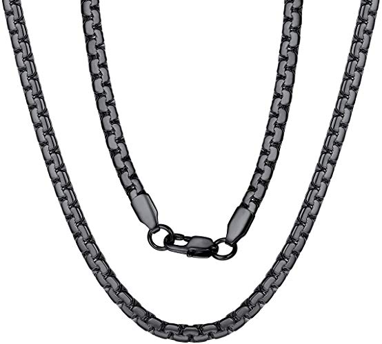 ChainsPro 3/4/6/9/12mm Box/Cuban Link Chain Necklace,14/18/22/24/26/28/30 inch, 316L Stainless Steel/Gold Plated/Box (Send Gift Box)