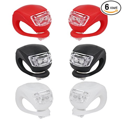 Bike Bicycle Lights Front and Rear, Silicone Led Bike Light Set for Night Riding,6 Pack,waterproof Headlight & Taillight for Cycling Safety