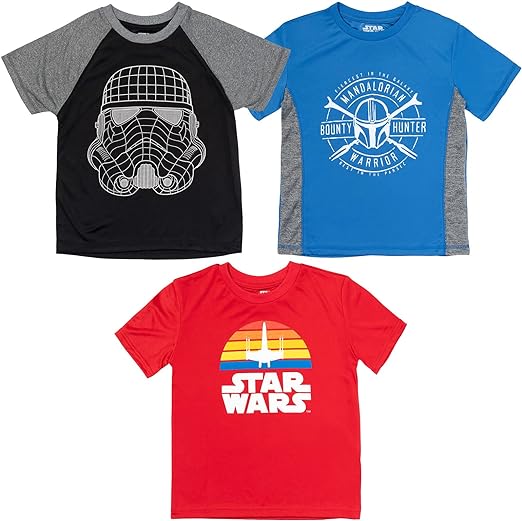 STAR WARS Darth Vader The Mandalorian 3 Pack Graphic T-Shirts Toddler to Big Kid