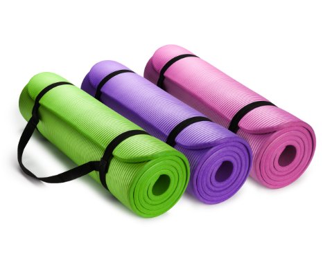 HemingWeigh 1/2-Inch Extra Thick High Density Exercise Yoga Mat with Carrying Strap