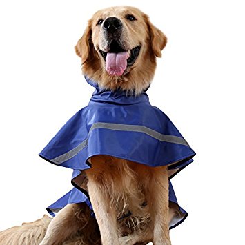 BINGPET BA1065 Adjustable Dog Raincoat Pet Puppy Lightweight Rain Jacket Poncho with Strip Reflective