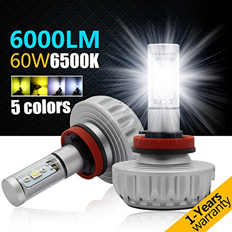 H11 Led Headlight Bulbs, Rigidhorse CREE LED Bulbs conversion kit DIY film with 5 colors 3000k/4300k/6500k/8000k/10000k 60W 6000LM