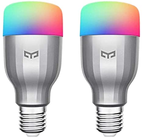 Yeelight RGB WiFi Dimmable Bulb Phone App Voice Control Compatible with Alexa, Google Assistant (2-Pack)