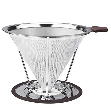 Vicloon Stainless Steel Reusable Drip Coffee Filter,Pour Over Cone Coffee Dripper Paperless, Separate Stand