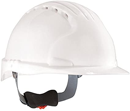 Safety Works Pro Hard Hat, Vented, White, 6-Point Wheel Ratchet Suspension