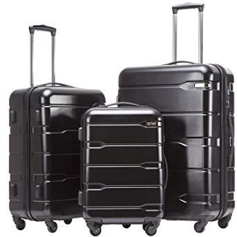 Coolife Luggage Expandable 3 Piece Sets PC ABS Spinner Suitcase 20 inch 24 inch 28 inch