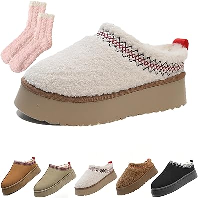 Women's Slippers Platform Mini Short Boots Ankle Slip Boots Plush Lined Sneakers Indoor Slippers Outdoor Slip Boots   Socks