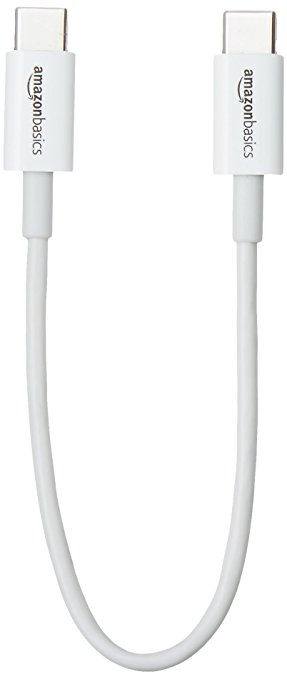 AmazonBasics USB Type-C to USB Type-C 2.0 Cable - 6 Inches (15.2 Centimeters) - White