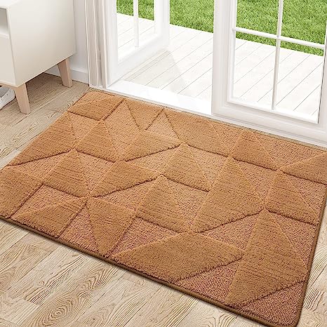 OLANLY Door Mats Indoor, Non-Slip, Absorbent, Dirt Resist, Entrance Washable Mat, Low-Profile Inside Entry Doormat for Entryway (30x17 inches, Brown)