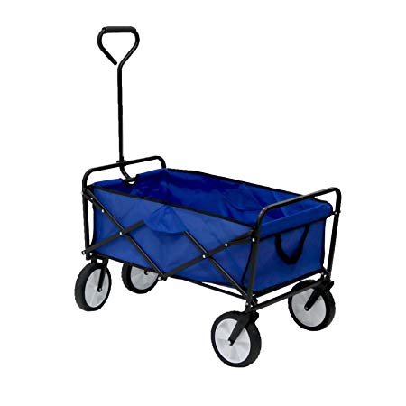 Oypla Blue Heavy Duty Foldable Garden Trolley Cart Wagon Truck Wheelbarrow