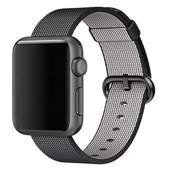 Apple Watch Band, Lamshaw Woven Nylon Classic Replacement Wrist Strap for Apple iwatch (Woven Nylon-Black-42mm)