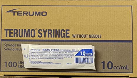 10ml Oral Syringes by Terumo - 100 Pack - Luer Lock Tip, No Needle, FDA Approved, Without Needle, Individually Blister Packed - Medicine Administration for Adults, Infants, Toddlers and Small Pets - Made in Japan - Box of 100 Syringes 10cc.