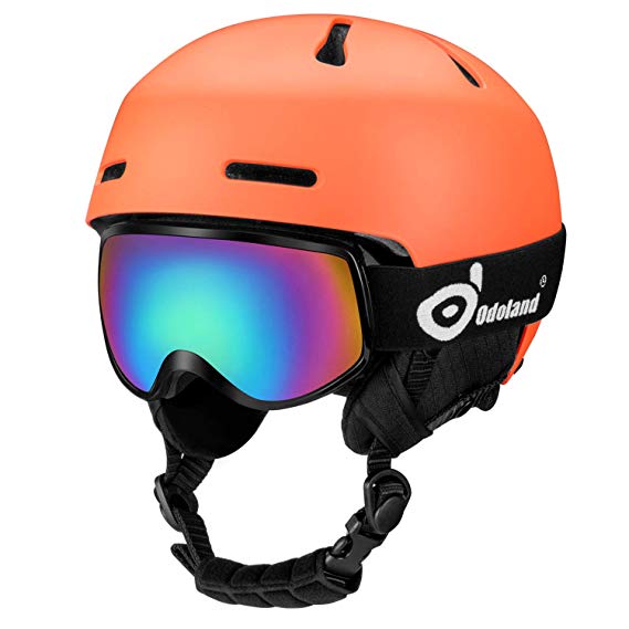 Odoland Snow Ski Helmet and Goggles Set, for Kids and Adult Sports Helmet and Protective Glasses - Shockproof/Windproof Protective Gear for Skiing, Snowboarding, Motorcycle Cycling and Snowmobile