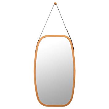 Bathroom Mirror Full Length Mirror - Wall Mount Bamboo Frame Adjustable Hanging Strap Home Décor Dressing Hall Fitting Room (Bamboo)