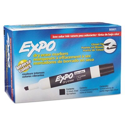 Expo Low Odor Chisel Tip Dry Erase Markers, Black, (80001) (4 Dozen)