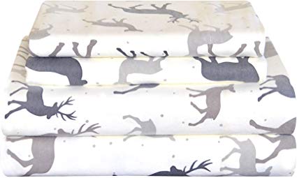 Pointehaven Heavy Weight Flannel Sheet Set, Full, Autumn Deer