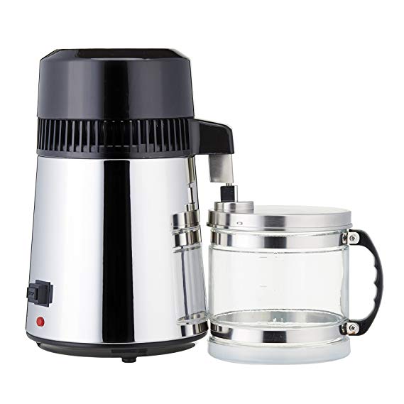 CO-Z 304 Stainless Steel 4L Pure Water Distiller Set with Glass Connection Bottle for Medical & Home Use