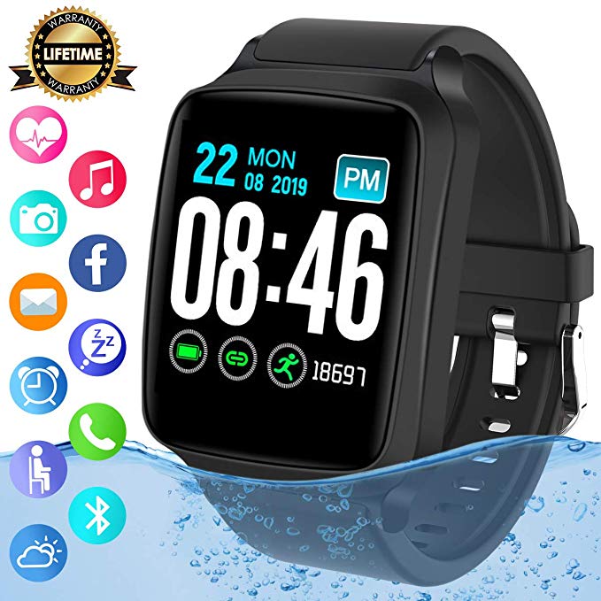 Smart Watch,Bluetooth Smartwatch Sports Fitness Watch Activity Tracker with Heart Rate Blood Pressure Monitor IP67 Waterproof Fitness Tracker Smart Bracelet Wristband for Android iOS Phones Men Women