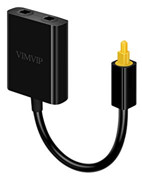 VIMVIP Toslink Digital Optical Fiber Optic Splitter 1 in 2 Out Audio Adapter Cable -Black