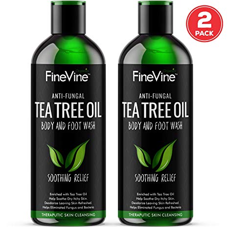 Antifungal Tea Tree Oil Body Wash - Made in USA - Helps Jock Itch, Nail Fungus & Athletes Foot Treat, Eczema, Ringworm and Body Odor - Best Natural Soap for Skin Irritations. 2 Pack
