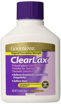 GoodSense Clearlax, Polyethylene Glycol, Osmotic Laxative 3350 Powder for Solution, 17.9 Ounce