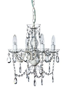 Gypsy Color 4 Arm CRYSTAL WHITE Small Acrylic CRYSTAL CHANDELIER New Chic Lighting Ceiling Fixture Entryway Bathroom Bedroom Closet Chandeliers Crystal White
