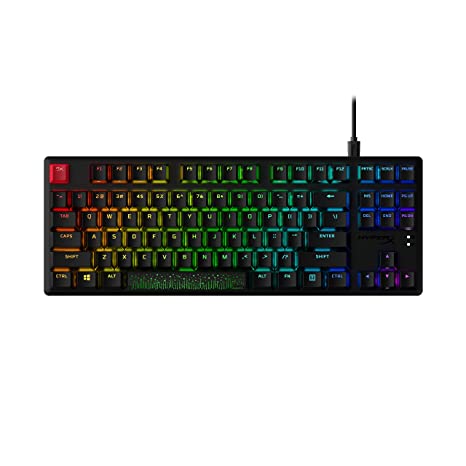 HyperX Alloy Origins Core PBT- Blue Mechanical Switch RGB Gaming Keyboard, PBT Keycaps, Compact, Durable Aluminum Body, Adjustable Feet, Customizable NGENUITY Software (639N8AA#ABA)