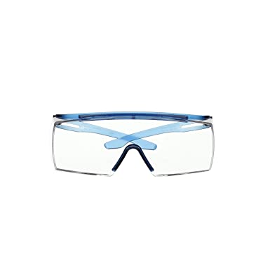 3M Safety Glasses, SecureFit, Fits Over Prescription Glasses, ANSI Z87, Scotchgard Anti-Fog Anti-Scratch Clear Lens, Blue Frame, High Cheekbone, Low Nose Bridge