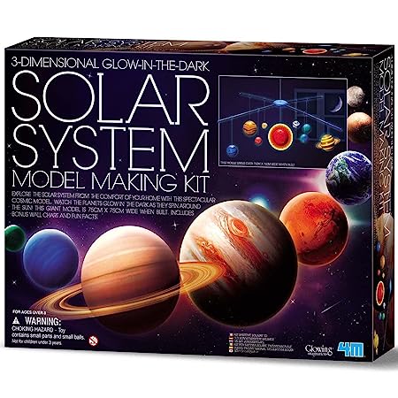 4m 3d glow-in-the-dark solar system mobile making kit - diy science astronomy learning stem toys educational gift for kids & teens, girls & boys- Multi color
