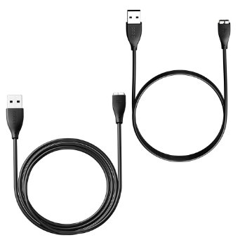 Cablor 2Pcs Replacement USB Charger Charging Cable Cord for Fitbit Charge HR Band Wristband Wireless Activity Bracelet( 27cm 1m, Black)