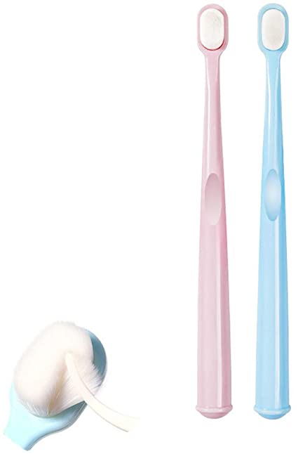 KnocKconK Cat Toothbrush with Mini Soft Head, Pet Teeth Deep Clean Dense Brush, Safe and Effective Oral Care, Small Dog Tooth Brush Away Bad Breath(Pink, Blue)