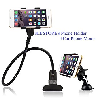 SLBSTORES Universal Gooseneck Cell Phone Holder Clip Holder   Car Suction Clamp Mount Applied to Home, Bed, Office,Car, Easy to Adjust Gooseneck