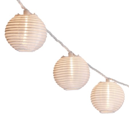 Oriental Lantern Outdoor Indoor String Lights 11 Feet Length 10 Lights, White