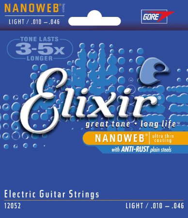 Elixir Strings Electric Guitar Strings w NANOWEB Coating, Light (.010-.046)