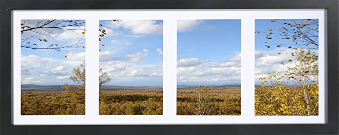 Medog 8x20 Picture Frame With Four Openings 4x6 Solid Wood In Black 4x6 Collage Picture Frame Poster Collage Frame, 8x20 Black Collage Picture Frame with Mat 4 Opening Each 4x6