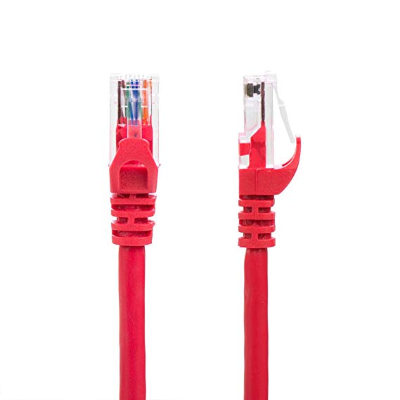 PrimeCables® High Quality Cat6 550MHz UTP RJ45 Ethernet Bare Copper Network Patch Cable (Retail Box)/ Red (25ft)