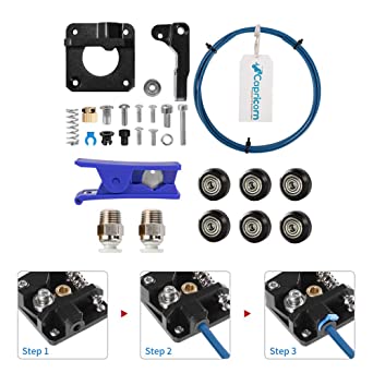 Creality Upgraded 3D Printer Kit with Black Metal Feeder Extruder Frame,Capricorn XS Bowden Tube,Pneumatic Fittings and Pulley Wheels for for Ender 3/3 Pro/3V2/5/5 Plus/CR-10 Series/10S/20/20 Pro