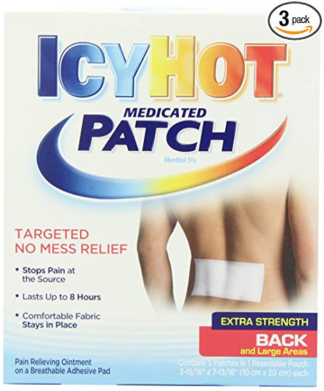 Icy Hot Extra Strength Medicated Patch, Large, 5-Count Boxes (Pack of 3)