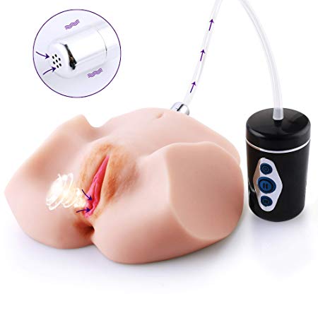 SINLOLI Realistic Pussy Anal Ass Male Masturbator with Sucking and Vibrating Device for Intense Stimulation,Life Size Sex Toy with Two Holes for Male Masturbation