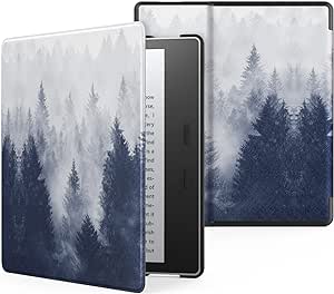 MoKo Case Fits All-New 7“ Kindle Oasis (9th and 10th Generation ONLY, 2017 and 2019 Release), Premium Ultra Lightweight Shell Cover with Auto Wake/Sleep - Gray Forest