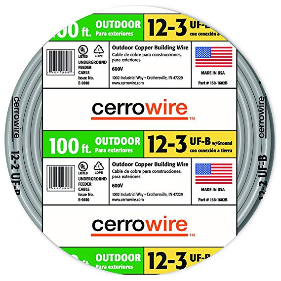 Cerrowire 138-1603CR-2 138-1603CR 12-3 UF Wire, 100-Foot,