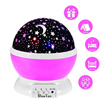 SlowTon 3 Modes Starry LED Night Light Lamp - Pink