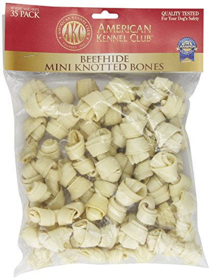AKC Bone Beefhide Mini Knotted Bones - 35 Pack - (2.5")
